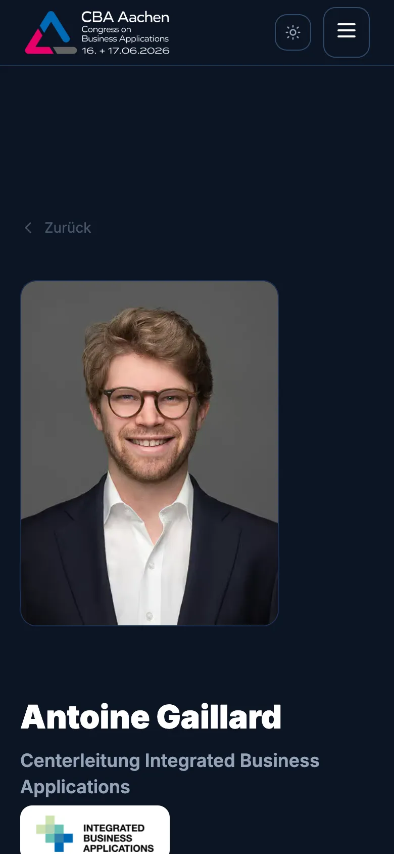 Speaker-Detailseite mit Vita und Programmpunkten
