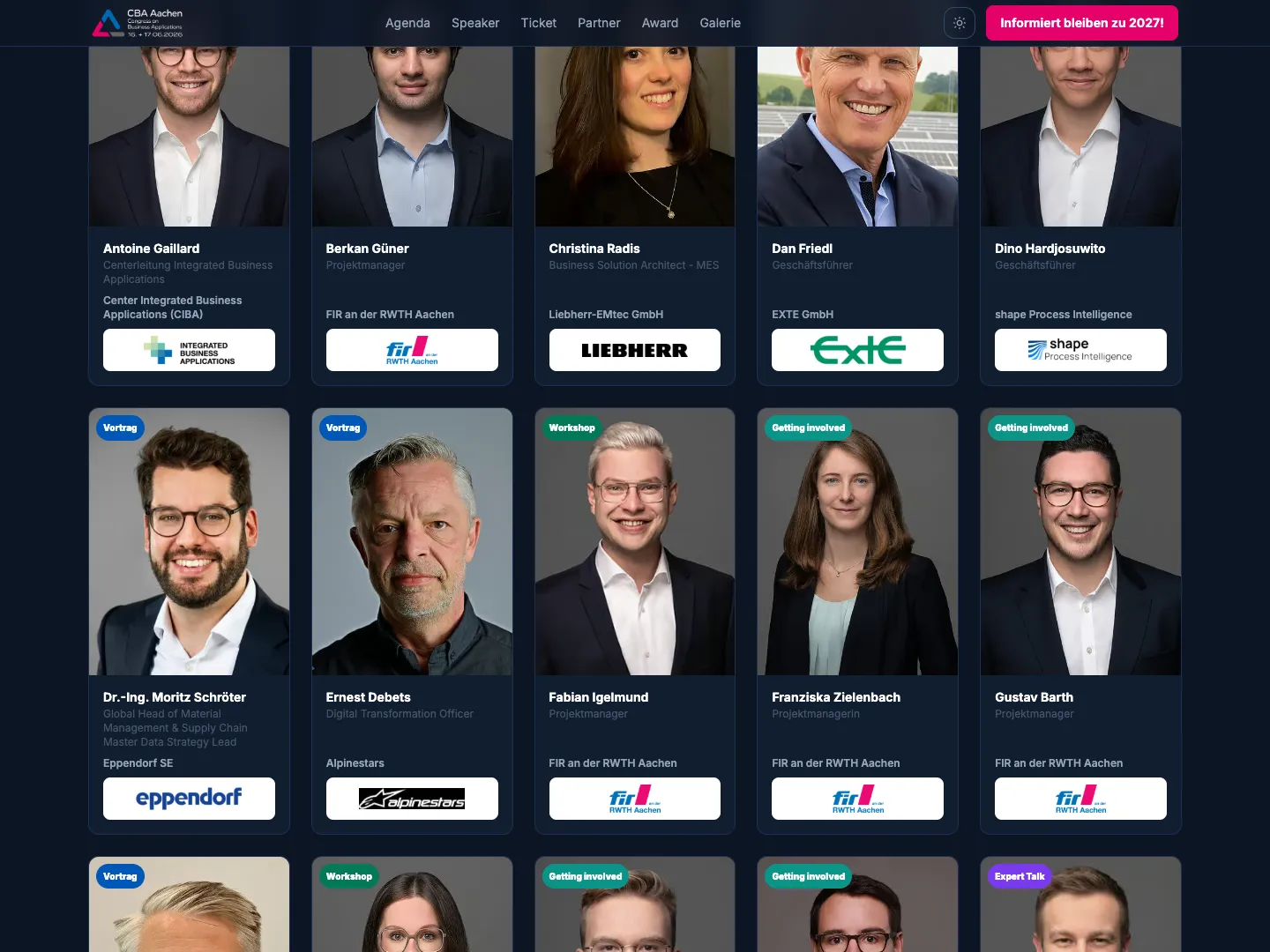 Die Speaker-Übersicht — jedes Profil ein eigener Datensatz