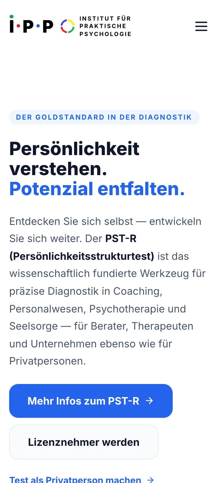 Die Startseite auf dem Smartphone