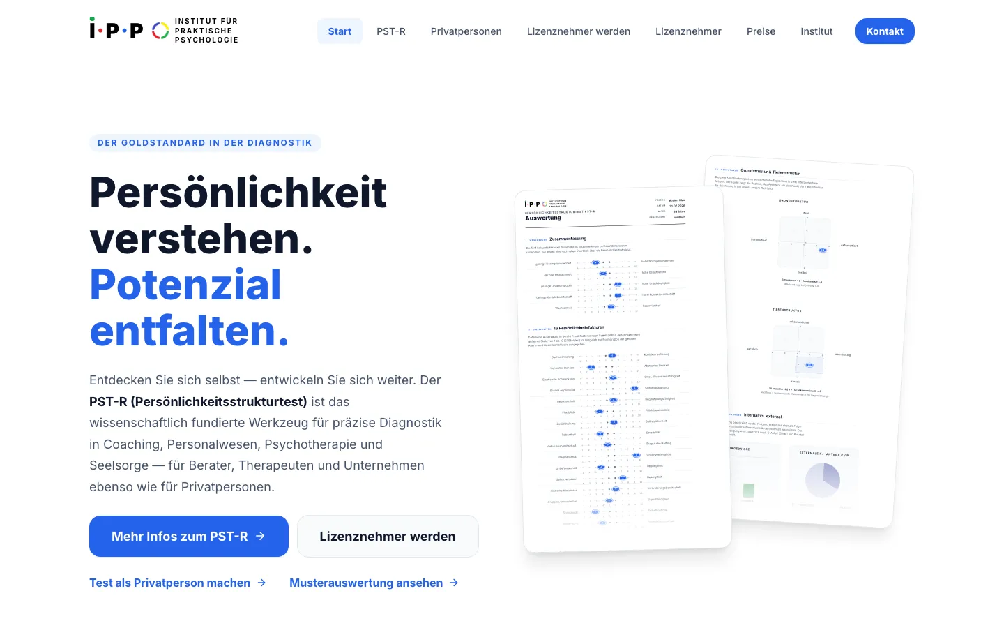 Screenshot der Website von IPP — Institut für Praktische Psychologie