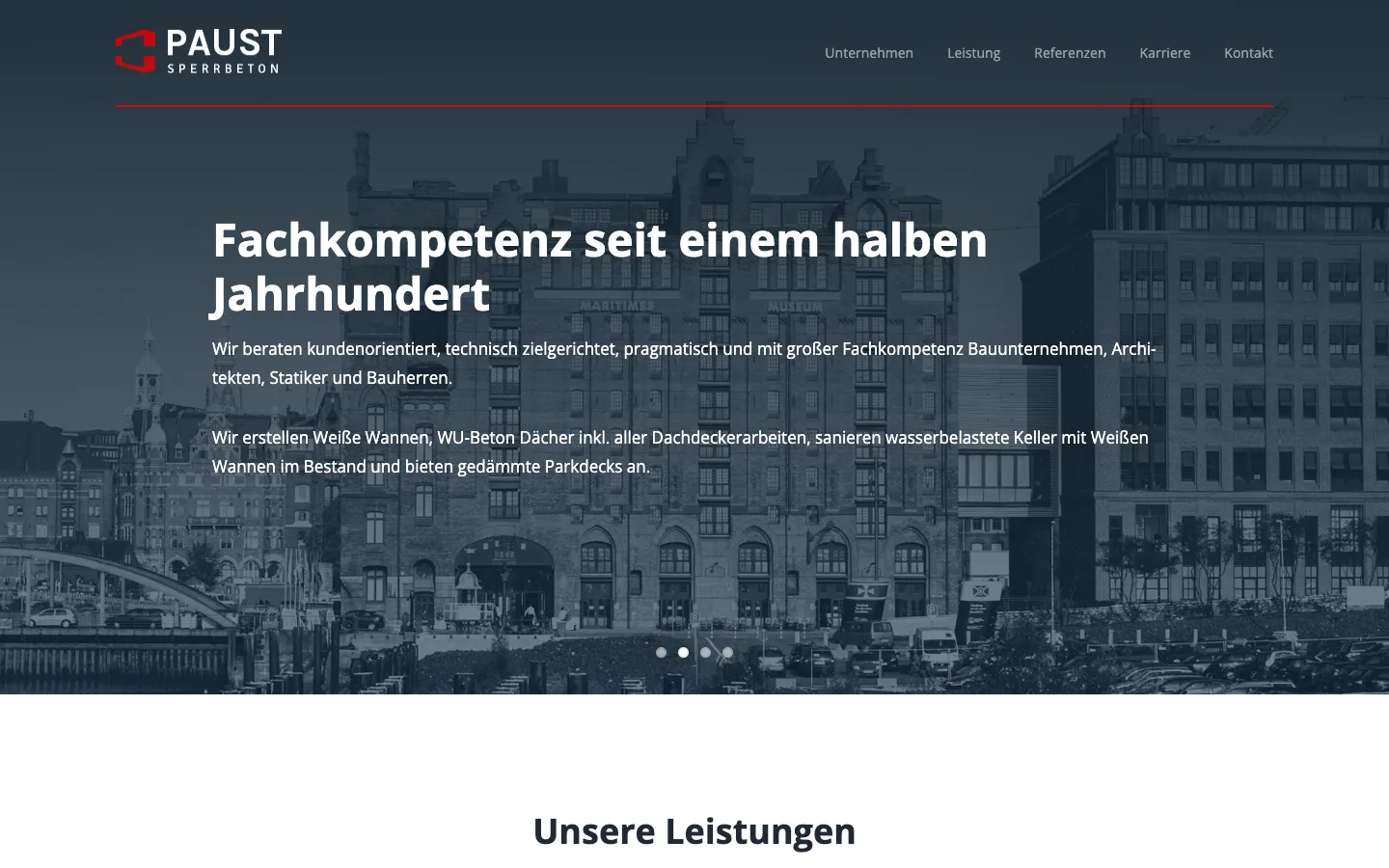 Screenshot der Website von Paust