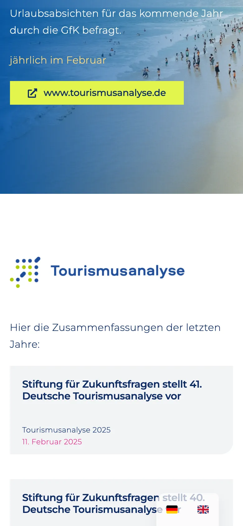 Die Tourismusanalyse, mobil gelesen